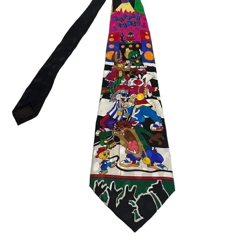 Vintage Looney Tunes silk tie “rappin tunes” 1993